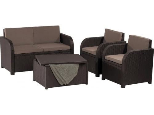 Keter (Allibert) Набор уличной мебели Modena 2 (скамья двухместная,2 кресла, стол-cундук), коричневый