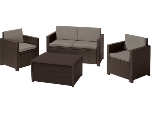 Набор мебели (диван, 2 кресла, столик-сундук) Monaco Set, коричневый