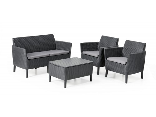 Набор уличной мебели (диван, 2 кресла, столик) Salemo 2-sofa set, графит
