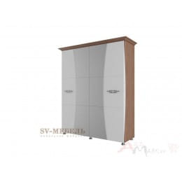 Шкаф для платья и белья SV-мебель (МС Лагуна 7 К) Четырехстворчатый 1,8 м, ясень шимо темный/мдф «жемчуг»