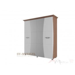 Шкаф для платья и белья SV-мебель (МС Лагуна 7 К) Четырехстворчатый 2,0 м, ясень шимо темный/мдф «жемчуг»