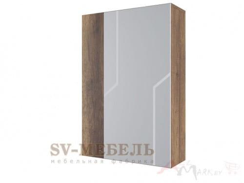 SV-мебель Визит 1 МДФ Шкаф с зеркалом (навесной) дуб каньон / серый