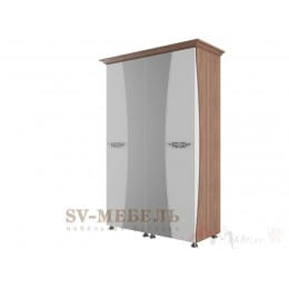 Шкаф для платья и белья SV-мебель (МС Лагуна 7 К) Четырехстворчатый 1,6 м, ясень шимо темный/мдф «жемчуг»