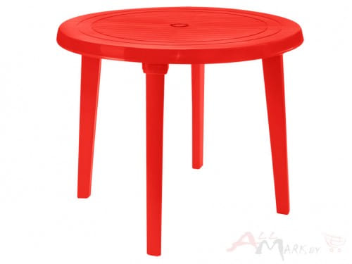 Стол Алеана пластиковый круглый d90 красный