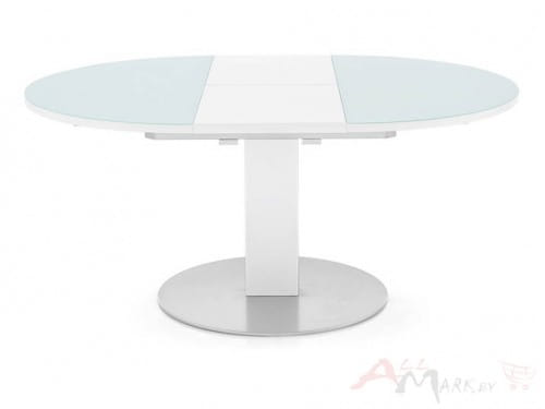 Стол THESIS CB/4756-RD, MET.P95 D80 SATIN STEEL/ MET.P94 WHITE STEEL/ GLASS GP OPAL WHITE EXT.P965 M, CONNUBIA CALLIGARIS