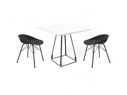 Стол со стульями SHT-DS55 черный / темно-серый ral70 / белый