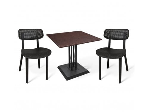 Стол со стульями SHT-DS61 черный / венге / черный