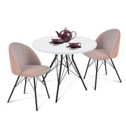 Стол со стульями Sheffilton SHT-DS69, розовый десерт/черный/белоснежная шагрен