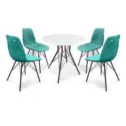 Стол со стульями Sheffilton SHT-DS75, голубая лагуна/черный/белый/черный