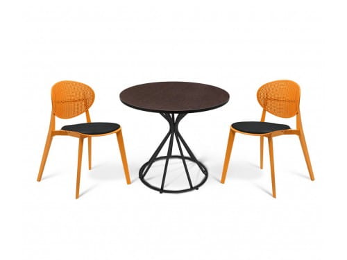 Стол со стульями SHT-DS89 оранжевый / черный / венге / черный