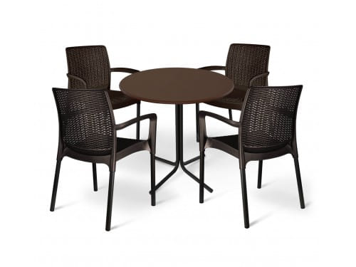 Стол со стульями SHT-DS22 черно-кор / черный / коричневый