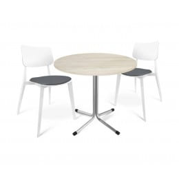 Стол со стульями Sheffilton SHT-DS100, белый/серый/хром лак/черный/дуб беленый