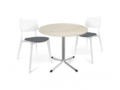 Стол со стульями SHT-DS100 белый / серый / хром лак / черный / дуб беленый