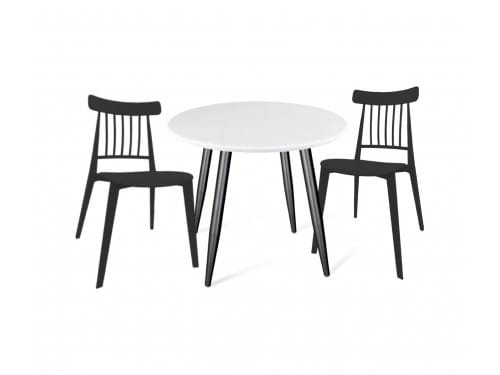 Стол со стульями SHT-DS101 черный / черный муар / белый