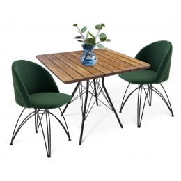 Стол со стульями Sheffilton SHT-DS114, лиственно-зеленый/черный муар/браш.корич