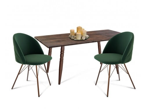 Стол со стульями SHT-DS117 лиственно-зеленый / медный / палисандр