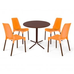 Стол со стульями Sheffilton SHT-DS25, оранжевый/медный/коричневый (цинк)