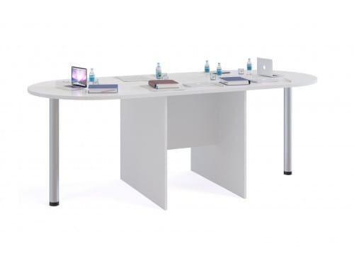 Стол для переговоров Сокол-мебель СПР-04 с приставками СПР-03 белый