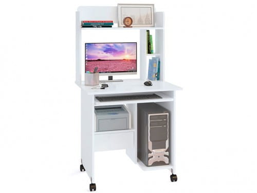 Компьютерный стол КСТ-10.1 с надстройкой КН-01 Сокол белый