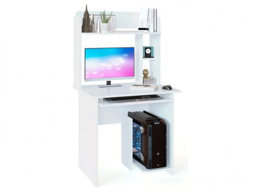 Компьютерный стол КСТ-21 с надстройкой КН-01 Сокол-мебель белый