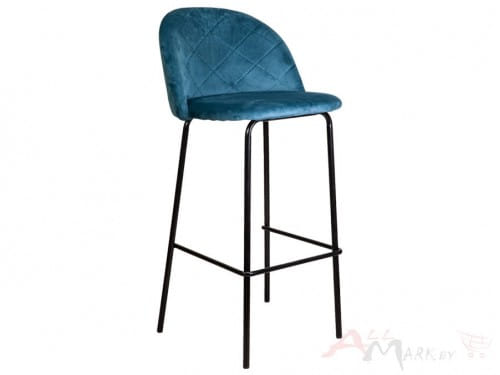 Барный стул Icon black Sedia голубой велюр/черный