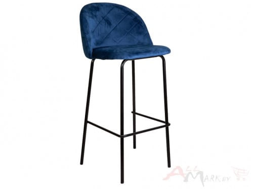 Барный стул Icon black Sedia синий велюр/черный