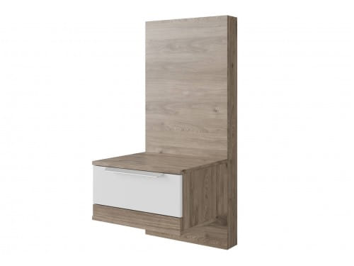 SV-мебель, Набор мебели для спальни «Лагуна 8 К» Тумба прикроватная со щитом Гикори темный / Белый матовый