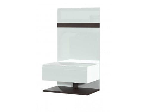 SV-мебель, Модульная система "Соло К" Тумба прикроватная со щитом Белый/Белый глянец/Венге