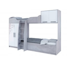 Кровать двухъярусная SV-мебель (МС Грей К) 80x200, цемент светлый/белый