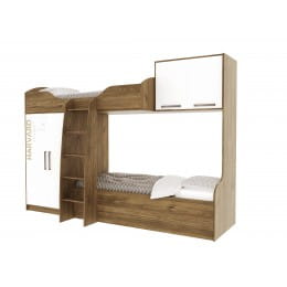 Кровать двухъярусная SV-мебель (МС ГАРВАРД К) 80x200, гикори темный/белый