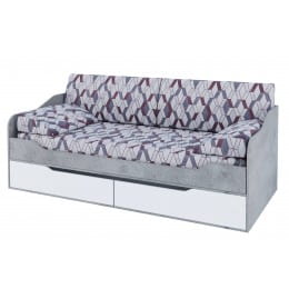 Кровать-диван SV-мебель (МС Грей К) с ящиками (Без фотопечати) 90x200, цемент светлый/белый
