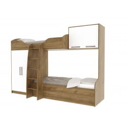 Кровать двухъярусная SV-мебель (МС ГАРВАРД К) (Без фотопечати) 80x200, гикори темный/белый