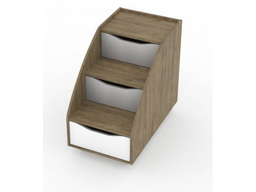 SV-мебель, Модульная система "Миндаль К" Лестница с ящиками Гикори тёмный / Белый