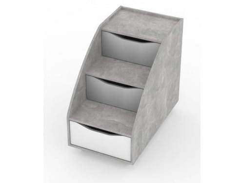 SV-мебель, Модульная система "Миндаль К" Лестница с ящиками Цемент светлый / Белый