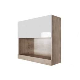 Шкаф навесной SV-мебель (МС Ницца К) (горизонтальный) 800 мм, каньон светлый/белый глянец