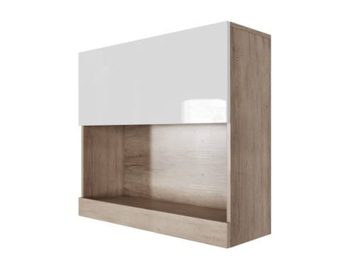 SV-мебель, Модульная система «Ницца К» Шкаф навесной (горизонтальный 800) (Каньон светлый/Белый глянец)