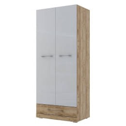 Шкаф двухстворчатый SV-мебель (МС Ницца К) комбинированный 420 мм, каньон светлый/белый глянец