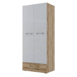 Шкаф двухстворчатый SV-мебель (МС Ницца К) 520 мм, каньон светлый/белый глянец