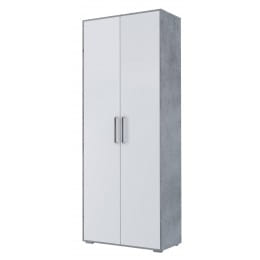 Шкаф двухстворчатый SV-мебель (МС Грей К) комбинированный (Без фотопечати), цемент светлый/белый