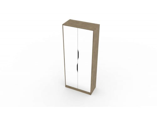 SV-мебель, Модульная система "Миндаль К" Шкаф двухстворчатый комбинированнный Гикори тёмный / Белый