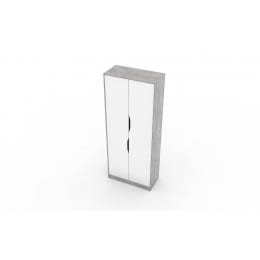 Шкаф двухстворчатый SV-мебель (МС Миндаль К) комбинированный, цемент светлый/белый