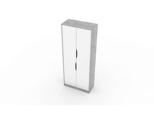 SV-мебель, Модульная система "Миндаль К" Шкаф двухстворчатый комбинированнный Цемент светлый / Белый