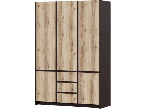 SV-мебель, Модульная система "Прага К" Шкаф для одежды трехстворчатый Дуб Венге/Дуб Делано