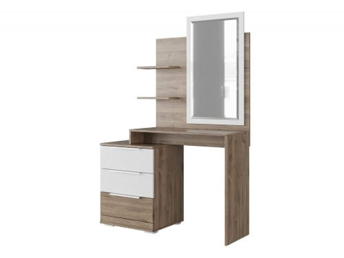 SV-мебель, Набор мебели для спальни «Лагуна 8 К» Стол туалетный Гикори темный / Белый матовый