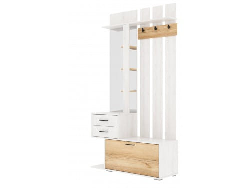 SV-мебель, Модульная система "Сканди К" Вешалка с зеркалом Сосна Санторини светлая / Дуб Делано серия 2