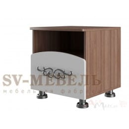 Тумба прикроватная SV-мебель (МС Лагуна 7 К), ясень шимо темный/мдф «жемчуг»