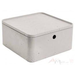 Коробка с крышкой Curver Beton L квадратная, серый