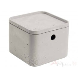Коробка с крышкой Curver Beton XS квадратная, серый
